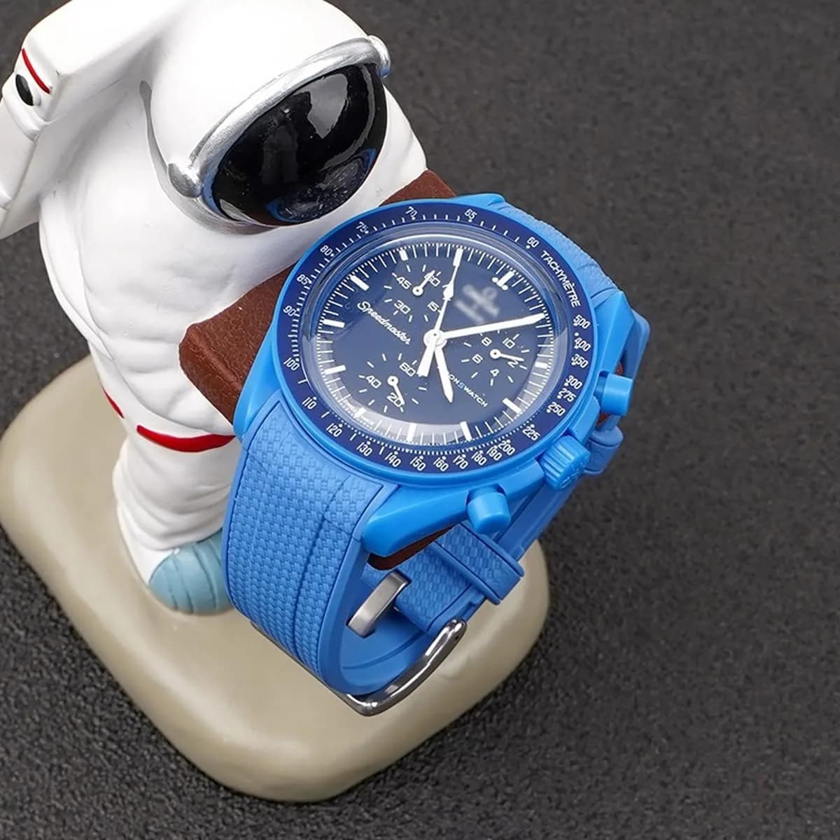 HEYOZURY Blue Silicone Watch Band for Omega x Swatch MoonSwatch 20mm | Classic Style - view 4
