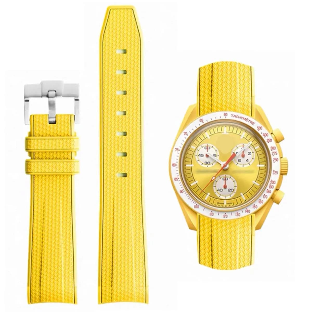 HEYOZURY 20mm Yellow Silicone Watch Band | For Omega x Swatch MoonSwatch, Rolex, Seiko - main product image