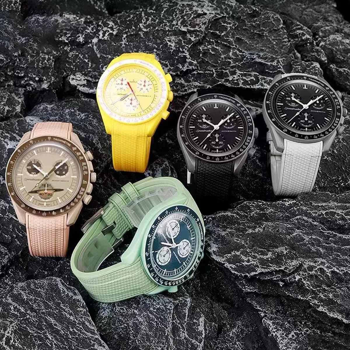 HEYOZURY 20mm Yellow Silicone Watch Band | For Omega x Swatch MoonSwatch, Rolex, Seiko - view 5