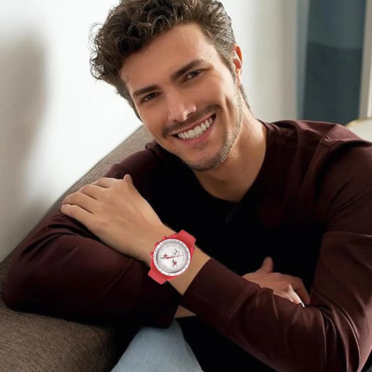 HEYOZURY Red 20mm Silicone Watch Band for Omega x Swatch MoonSwatch | Classic Style - view 4