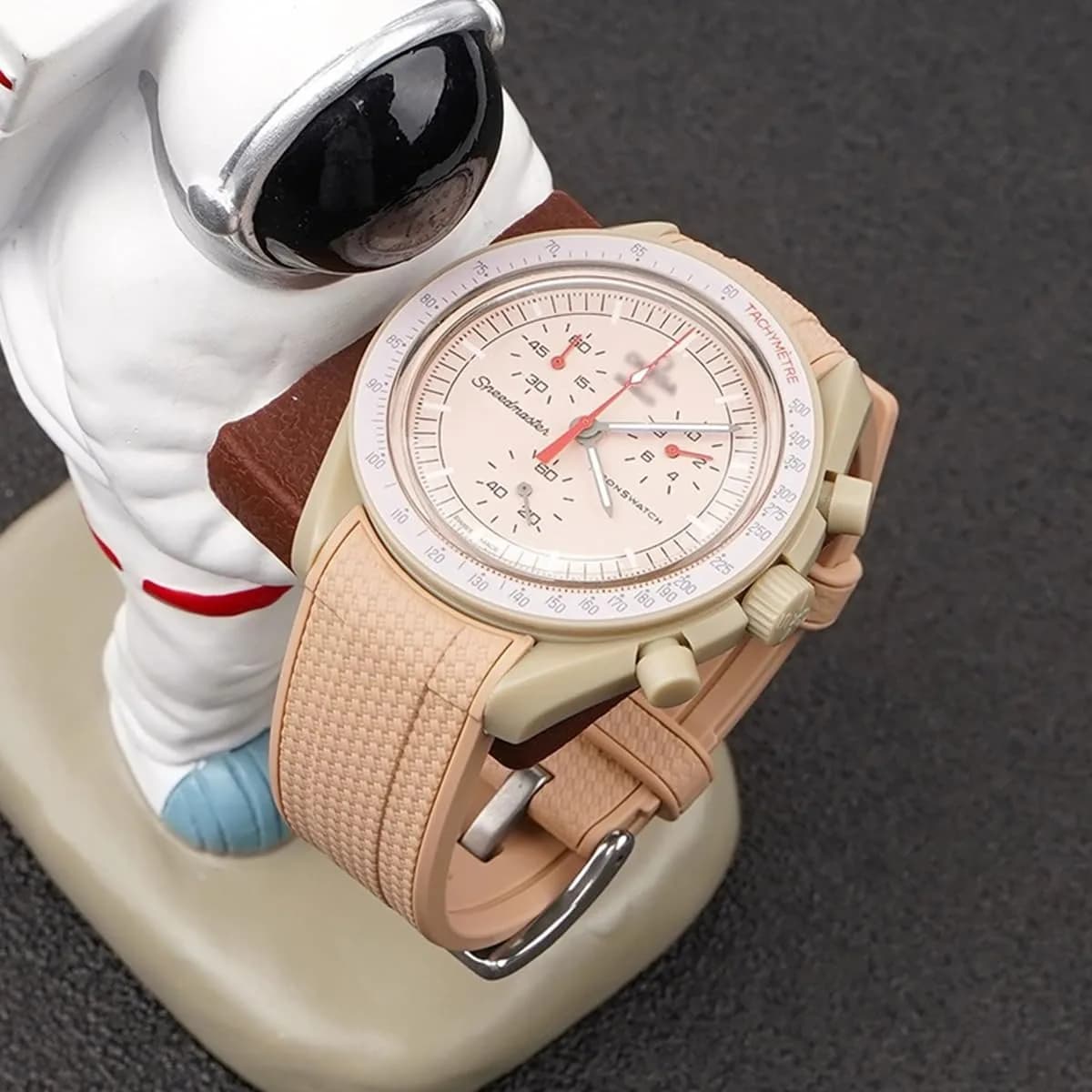 HEYOZURY Light Brown 20mm Silicone Watch Band for Omega x Swatch MoonSwatch | Classic Style - view 4