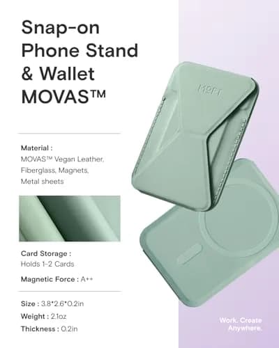 MOFT Magnetic Wallet Stand for iPhone 12-17 Series | Seafoam, 6.6cm x 9.7cm x 0.55cm | MagSafe Compatible, 3-Angle Stand thumbnail 7