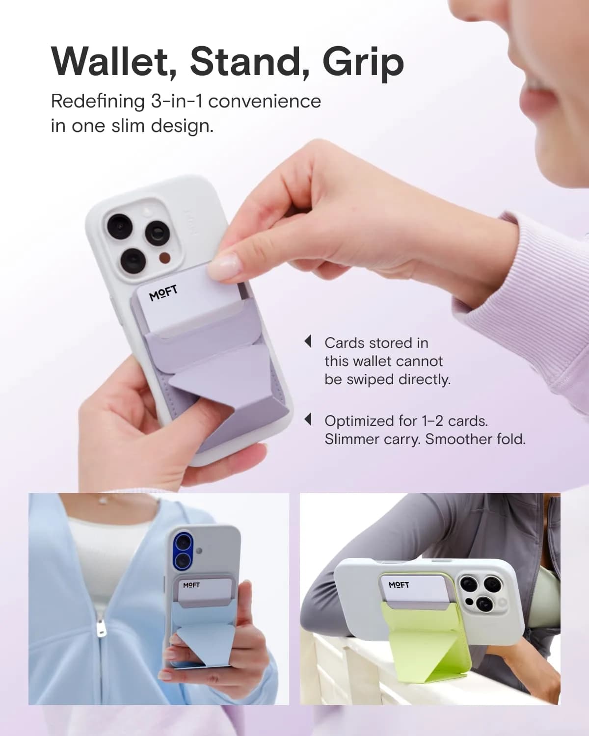 MOFT Magnetic Wallet Stand for iPhone 12-17 Series | Seafoam, 6.6cm x 9.7cm x 0.55cm | MagSafe Compatible, 3-Angle Stand - view 3