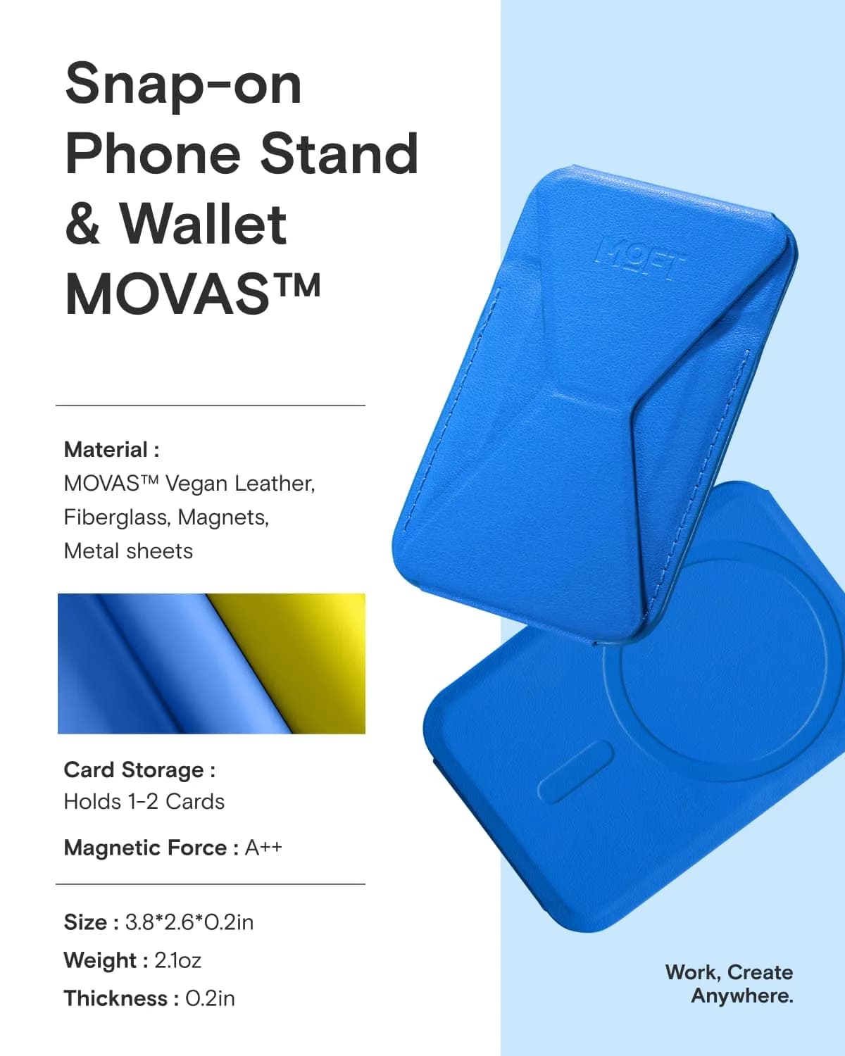 MOFT Magnetic Wallet Stand for iPhone 12-17 Series | Sapphire | 6.6cm (2.6in) x 9.7cm (3.8in) x 0.55cm (0.2in) - view 6