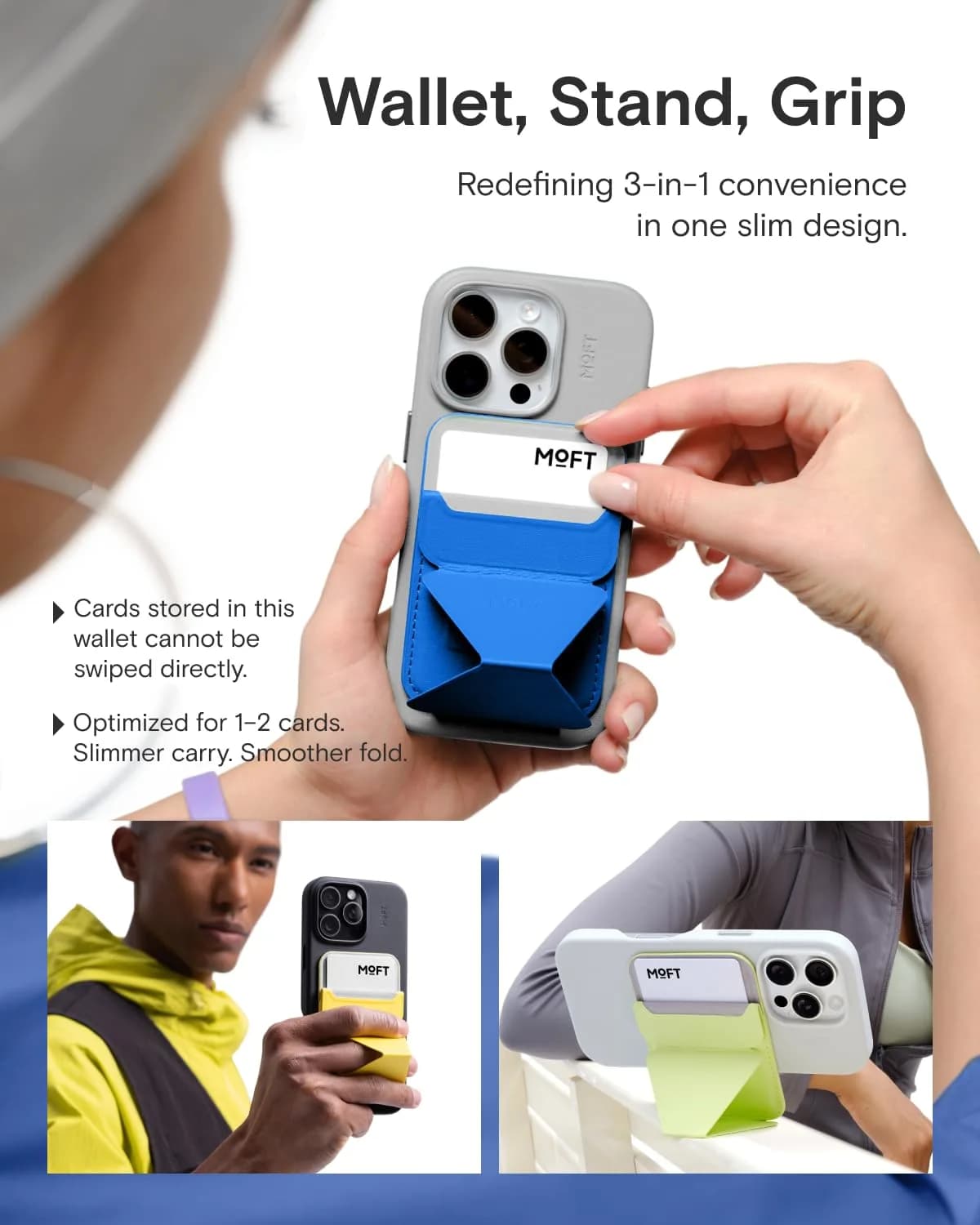 MOFT Magnetic Wallet Stand for iPhone 12-17 Series | Sapphire | 6.6cm (2.6in) x 9.7cm (3.8in) x 0.55cm (0.2in) - view 3