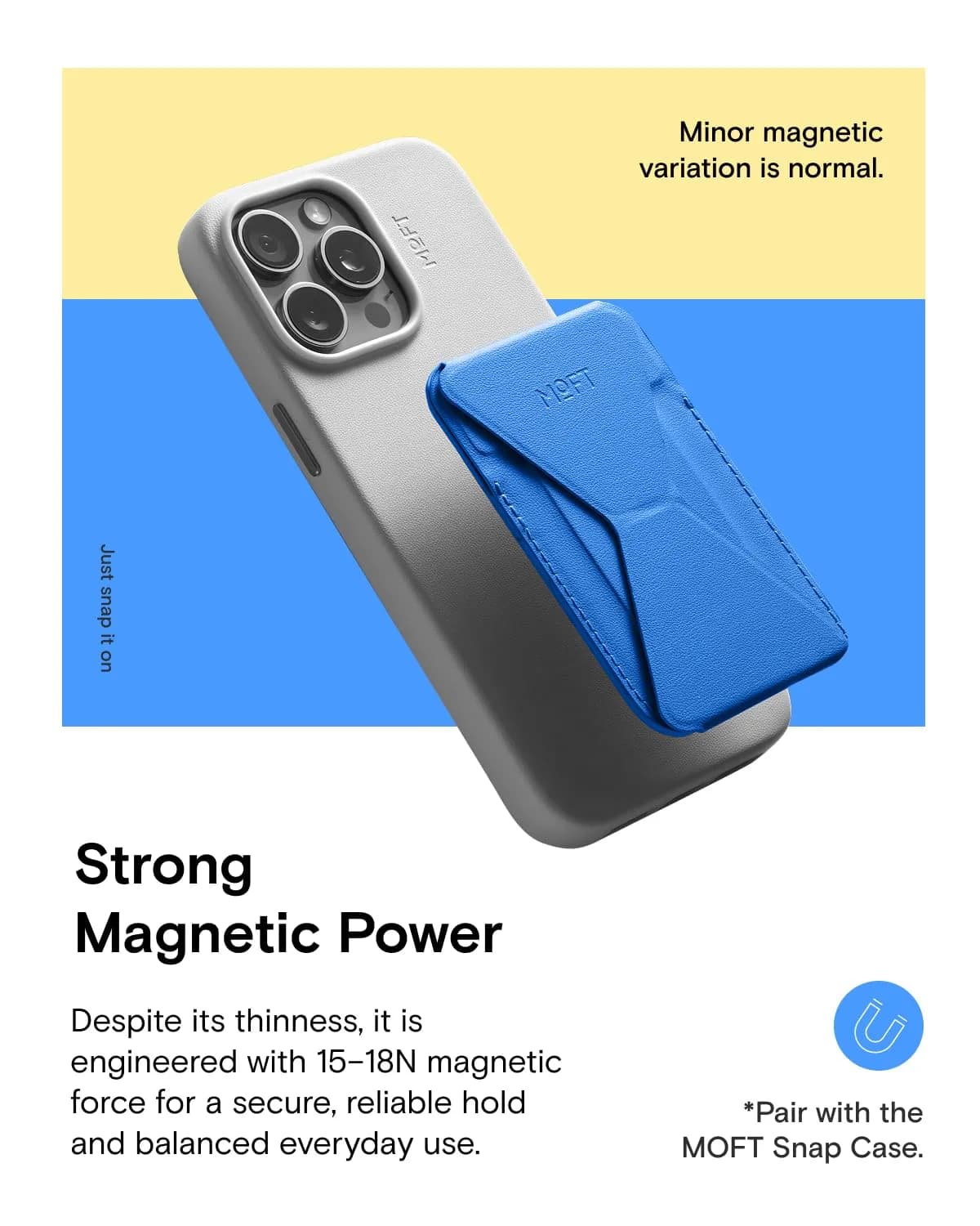 MOFT Magnetic Wallet Stand for iPhone 12-17 Series | Sapphire | 6.6cm (2.6in) x 9.7cm (3.8in) x 0.55cm (0.2in) - view 4