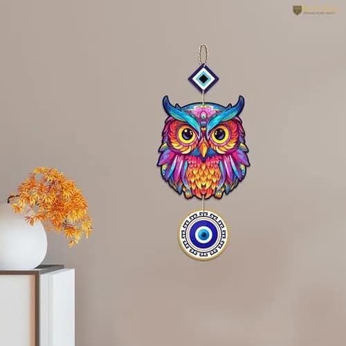 Artvibes Designer Wooden Wall Hanging 43cm (17") | Peace Charm Wall Accents for Living Room thumbnail 2
