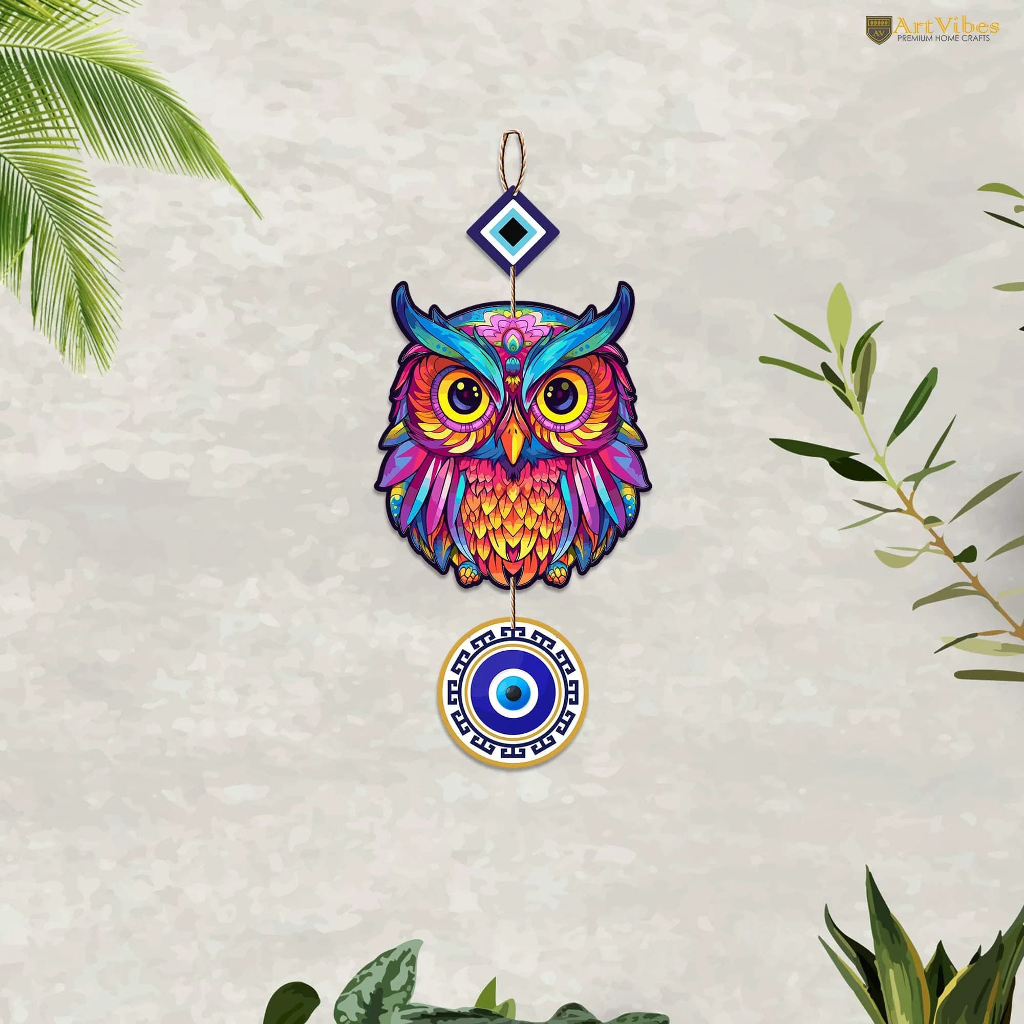 Artvibes Designer Wooden Wall Hanging 43cm (17") | Peace Charm Wall Accents for Living Room - view 3