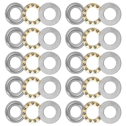 uxcell Thrust Ball Bearing 12mm x 21mm x 5mm Brass | Low-Speed Axial Load Support thumbnail 1
