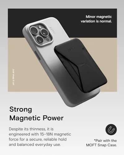 MOFT Magnetic Wallet Stand for iPhone 17/16/15/14/13/12 Series, Jet Black | MOVAS Vegan Leather, 3-Angle Stand, MagSafe Compatible thumbnail 4
