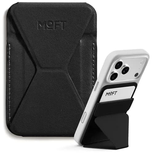 MOFT Magnetic Wallet Stand for iPhone 17/16/15/14/13/12 Series, Jet Black | MOVAS Vegan Leather, 3-Angle Stand, MagSafe Compatible thumbnail 1