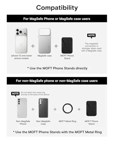 MOFT Magnetic Wallet Stand for iPhone 17/16/15/14/13/12 Series, Jet Black | MOVAS Vegan Leather, 3-Angle Stand, MagSafe Compatible thumbnail 8