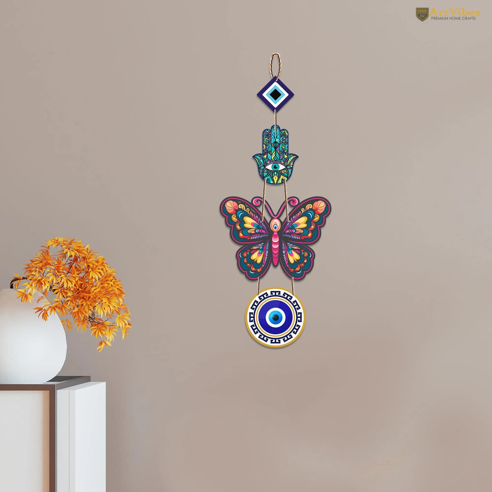 Artvibes Designer Butterfly Wooden Wall Hanging 51cm (20") | Modern Artwork for Living Room & Home Decor - view 2