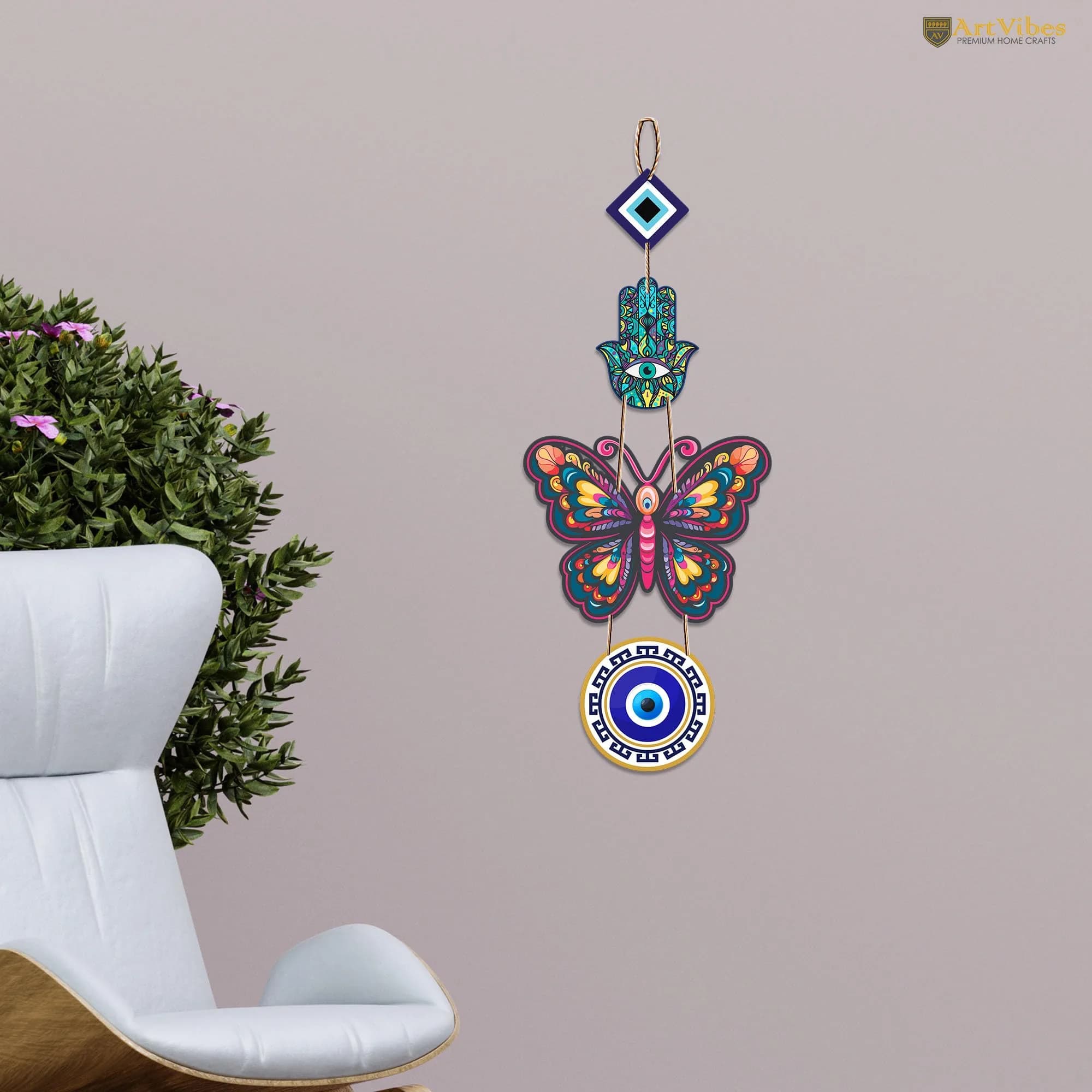 Artvibes Designer Butterfly Wooden Wall Hanging 51cm (20") | Modern Artwork for Living Room & Home Decor - view 3
