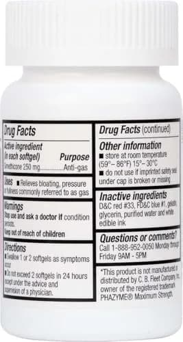 HealthA2Z Gas Relief Simethicone 250mg Softgels 50 Count | Fast Bloating & Pressure Relief thumbnail 2