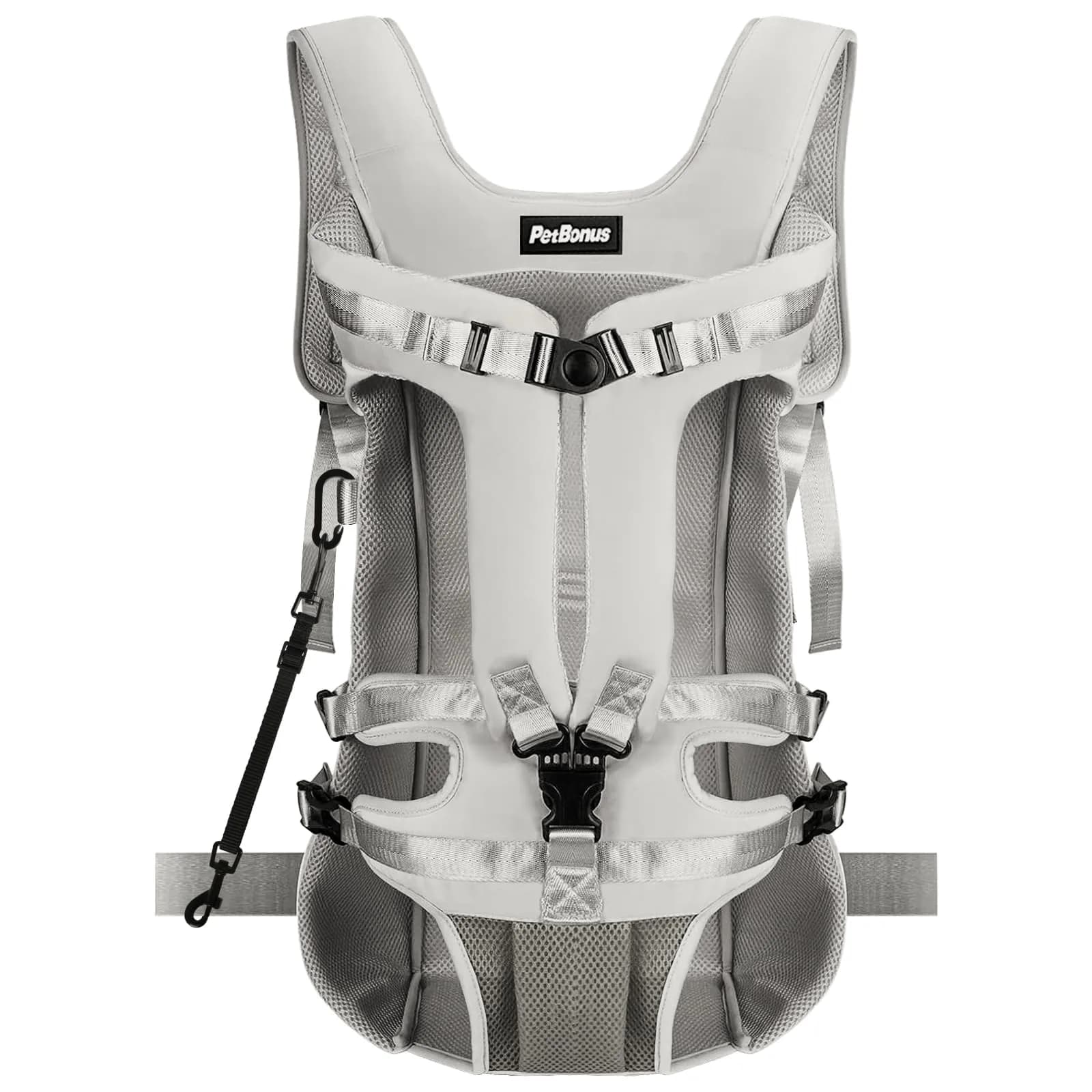PetBonus Grey Large Dog Carrier Backpack | Hands-Free Hiking Cycling Travel - main product image