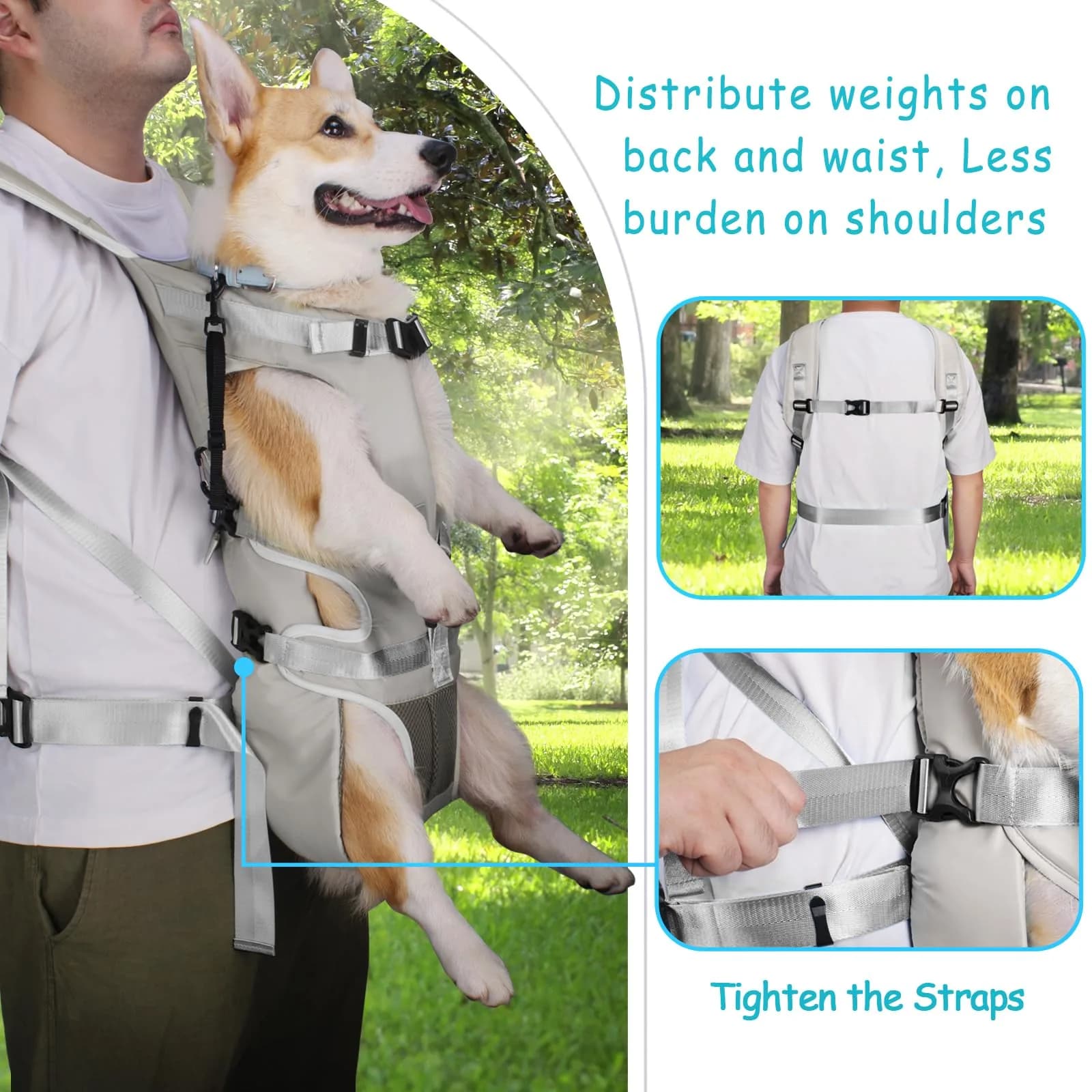 PetBonus Grey Large Dog Carrier Backpack | Hands-Free Hiking Cycling Travel - view 3