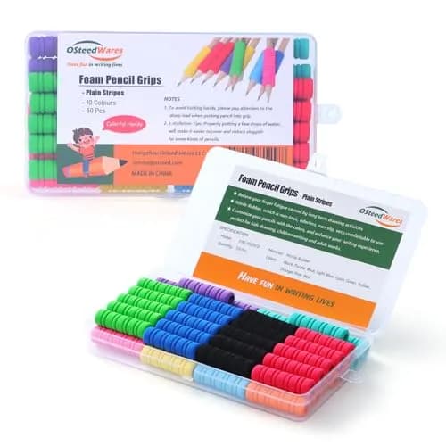 OSteed Foam Pencil Grips Bulk for Kids & Adults, 50 Pcs 10 Colors | Ergonomic Writing Aid for Proper Pencil Grasp thumbnail 7