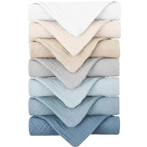 Konssy 7 Pack Muslin Baby Washcloths 28cm x 28cm | Ultra-Soft Cotton for Delicate Skin thumbnail 1