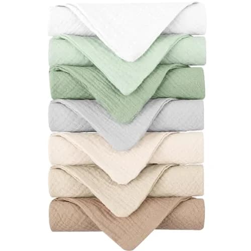 Konssy Baby Muslin Washcloths 11x11 in | Ultra-Soft & Absorbent Cotton, 7 Pack for Newborns & Infants thumbnail 1