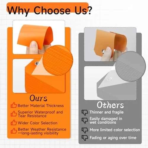 XUWAIDSGN 100 Pcs Rectangle Plastic Hang Tags Waterproof Orange Labels 4 3/4" x 2 3/8" | Weatherproof Tie-On Labels thumbnail 4