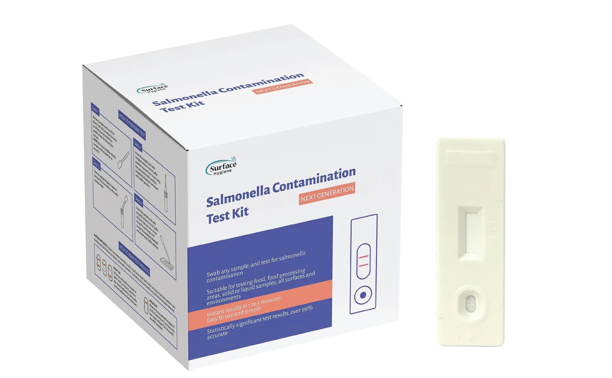 Surface Hygiene Salmonella Test Kit for Foods and Surfaces, 1 Test | Detects Contamination in 5 Minutes