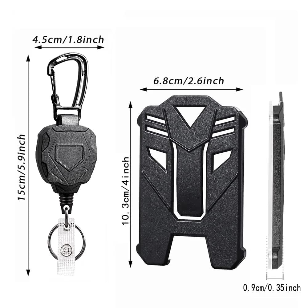 COOKOOKY Heavy Duty Retractable Badge Holder with Carabiner & Lanyard | Tactical ID Card Holder, Badge Reel Clip, Keychain - view 3