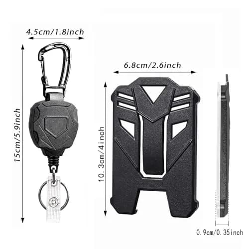 COOKOOKY Heavy Duty Retractable Badge Holder Clip with Carabiner & Lanyard, 2-Pack Black | Strong Stainless Steel Cord thumbnail 3