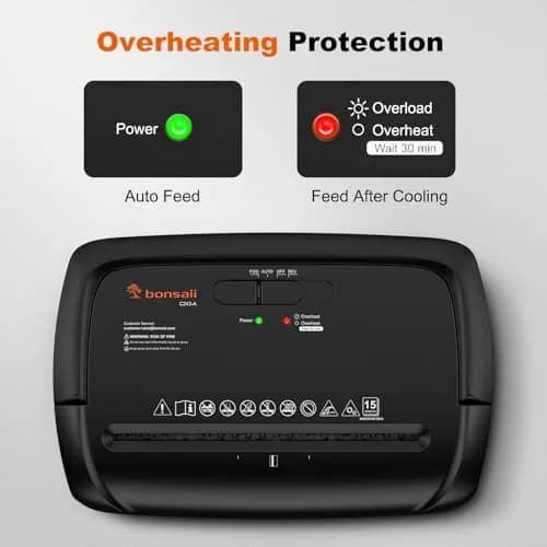 Bonsaii 15-Sheet Cross Cut Paper Shredder 6.67 kg (14.7 lb) | P-4 Security Level, 10-Min Run Time, Shreds CDs & Credit Cards thumbnail 6