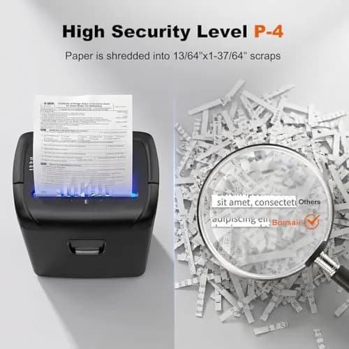 Bonsaii 15-Sheet Cross Cut Paper Shredder 6.67 kg (14.7 lb) | P-4 Security Level, 10-Min Run Time, Shreds CDs & Credit Cards thumbnail 3