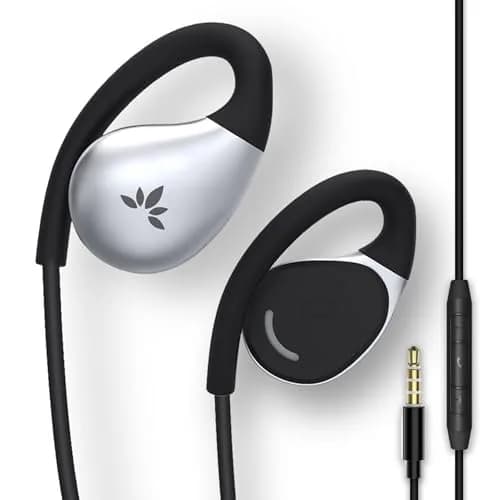 Avantree Resolve Open-Ear Wired Earbuds with Mic & Over-Ear Hook | Small-Medium Size, 1.2m Cable — AUX 3.5mm Jack / Large (Ear-length Over 2.5in)