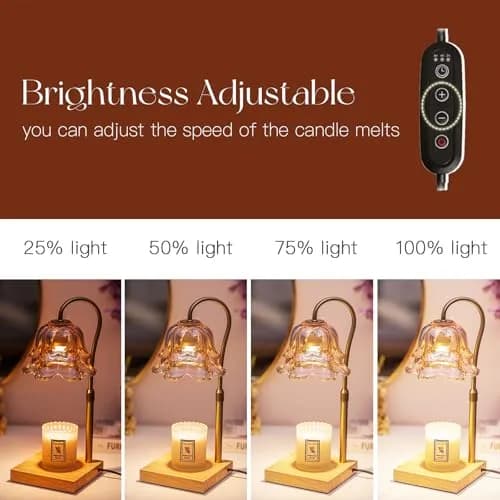 Candeldo Gold Flower Glass Candle Warmer Lamp with Timer & Dimmer | 15.2 cm (6 in) Height, 50W Halogen Bulb thumbnail 4