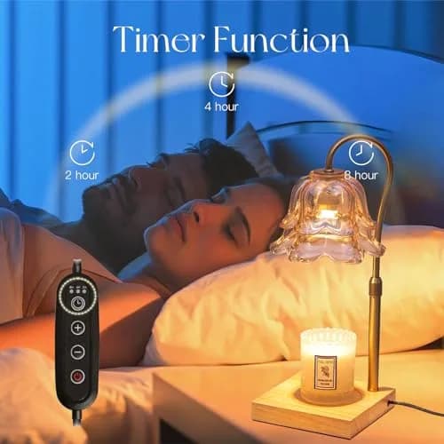 Candeldo Gold Flower Glass Candle Warmer Lamp with Timer & Dimmer | 15.2 cm (6 in) Height, 50W Halogen Bulb thumbnail 5