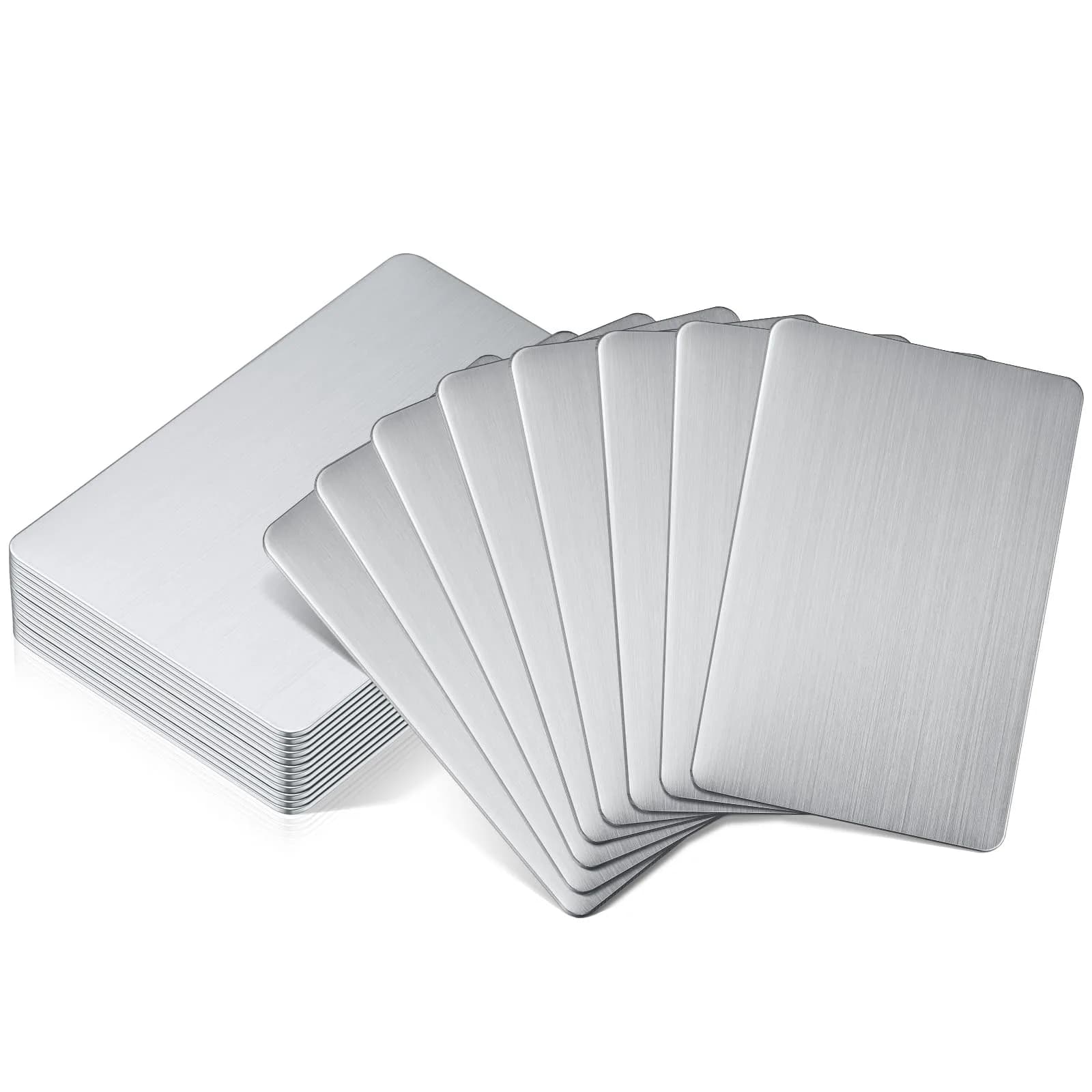 Yunsailing Stainless Steel Business Cards 86 x 54 mm | DIY Laser Engraving, 12 Pack — 0.8 mm