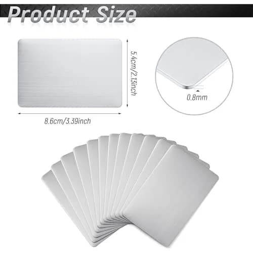 Yunsailing Stainless Steel Business Cards 86 x 54 mm | DIY Laser Engraving, 12 Pack thumbnail 2
