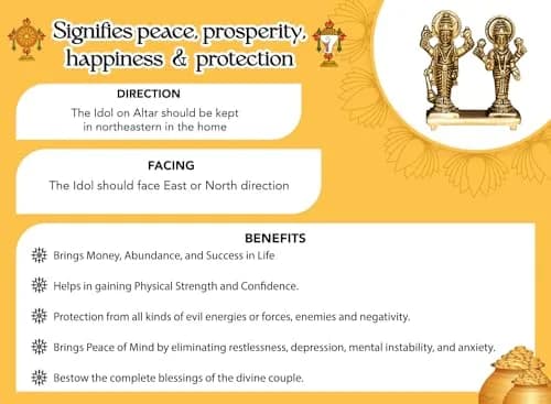 Ekhasa Brass Vishnu Laxmi Murti 8.4cm | Prosperity Blessing for Home & Office thumbnail 7