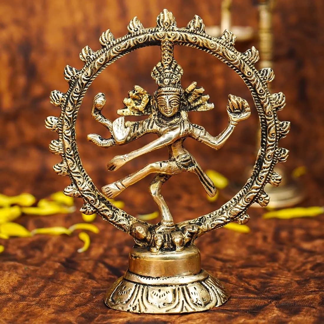 Ekhasa Brass Shiv Linga Statue for Home Decor, Puja Room, Office Desk | 70mm (2.75 in) | Traditional Religious Idol — Natraj