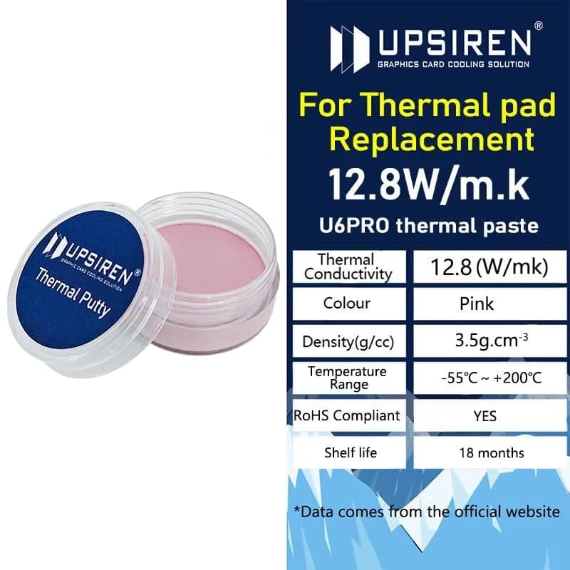 UPSIREN UTP-6 Thermal Putty 20g (0.71 oz) | 12.8W/mK High Conductivity for GPU VGA IC Processor thumbnail 2