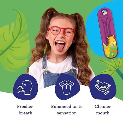 GuruNanda Kids Tongue Scraper 2-Pack | Stainless Steel, Travel Case, Kid-Friendly Design thumbnail 4
