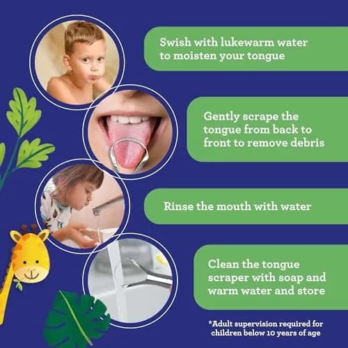 GuruNanda Kids Tongue Scraper 2-Pack | Stainless Steel, Travel Case, Kid-Friendly Design thumbnail 5