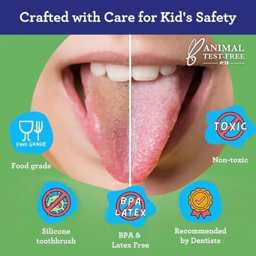 GuruNanda Kids Tongue Scraper 2-Pack | Stainless Steel, Travel Case, Kid-Friendly Design thumbnail 6