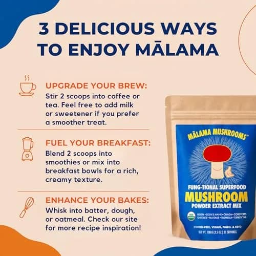 Malama Organic 8-Mushroom Powder Blend thumbnail 5