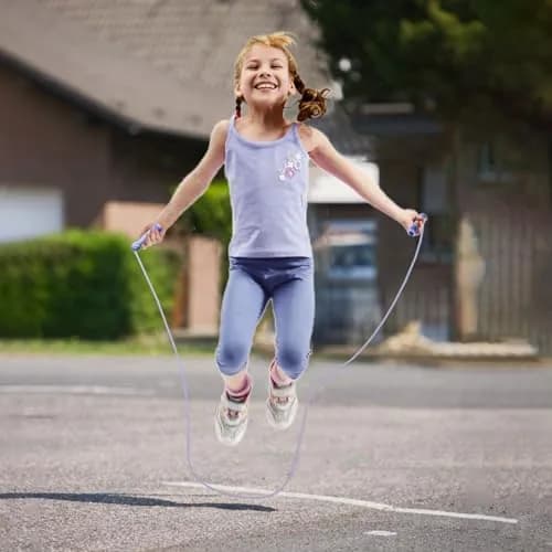 JGM Kids Jump Rope - Adjustable Cotton Braided with Wooden Handle, 2.5m (98.4 inches) | Fun Fitness for Children Aged 4-8 thumbnail 6