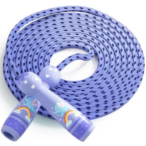JGM Kids Jump Rope - Adjustable Cotton Braided with Wooden Handle, 2.5m (98.4 inches) | Fun Fitness for Children Aged 4-8 thumbnail 7