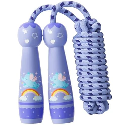 JGM Kids Jump Rope - Adjustable Cotton Braided with Wooden Handle, 2.5m (98.4 inches) | Fun Fitness for Children Aged 4-8 thumbnail 8