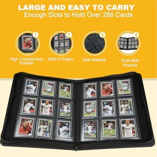 CARDBINDER Blue Toploader Binder with 16 Pages | Holds 288 Cards | PVC-Free EVA Foam & PU Leather thumbnail 6