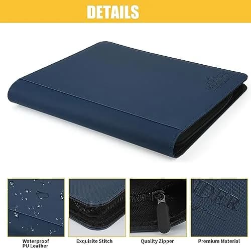 CARDBINDER Blue Toploader Binder with 16 Pages | Holds 288 Cards | PVC-Free EVA Foam & PU Leather thumbnail 3