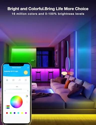 DAYBETTER Smart WiFi LED Strip Lights 100ft (30.48m) | Voice Control with Alexa & Google Assistant thumbnail 5