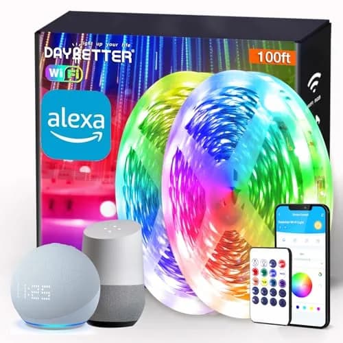 DAYBETTER Smart WiFi LED Strip Lights 100ft (30.48m) | Voice Control with Alexa & Google Assistant thumbnail 1