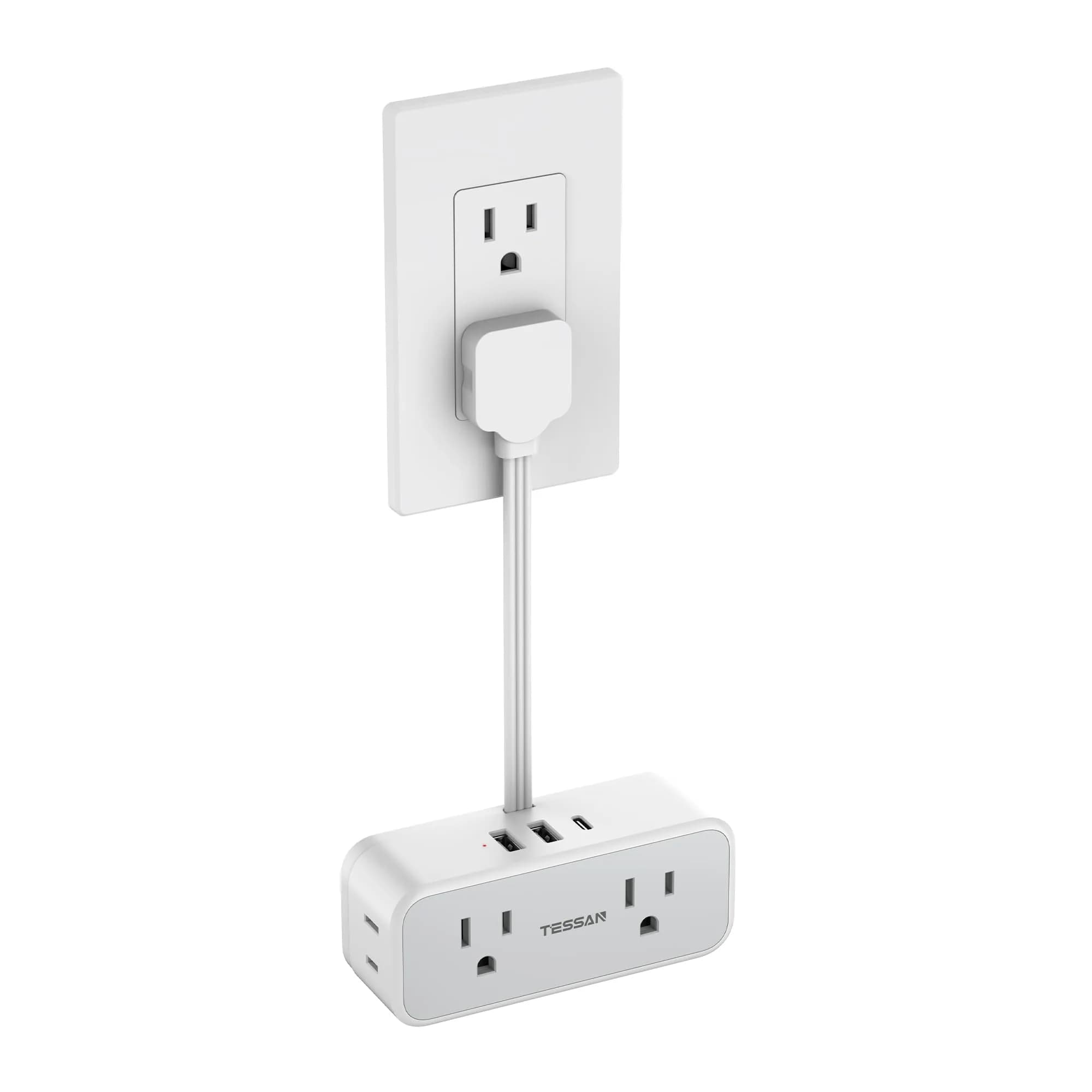 TESSAN Power Strip 0.5Ft Grey | 7-in-1 Surge Protector with USB Ports - main product image